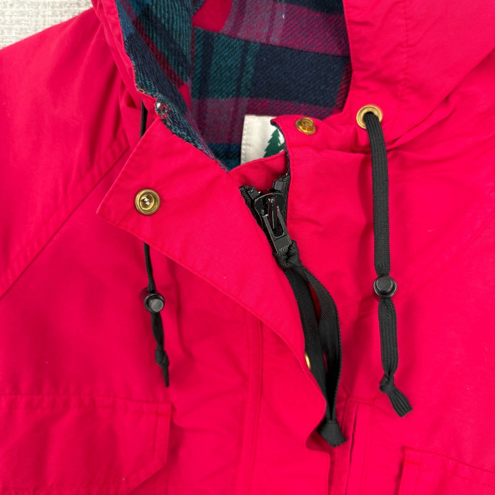 Vintage REI Hooded Jacket Women 12 Red Plaid Merino Wool Lined Gorpcore Boho - Picture 10 of 13